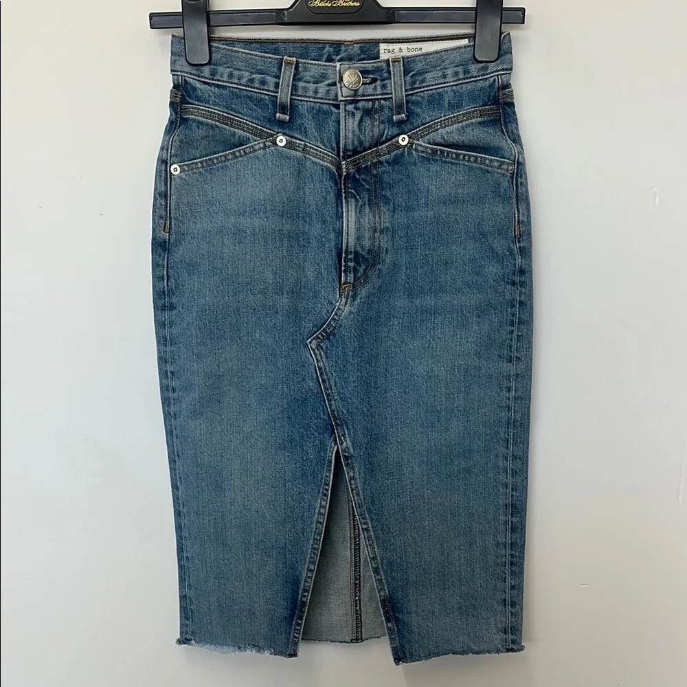 Rag & Bone Blue Denim midi Skirt by Rag & Bone 23